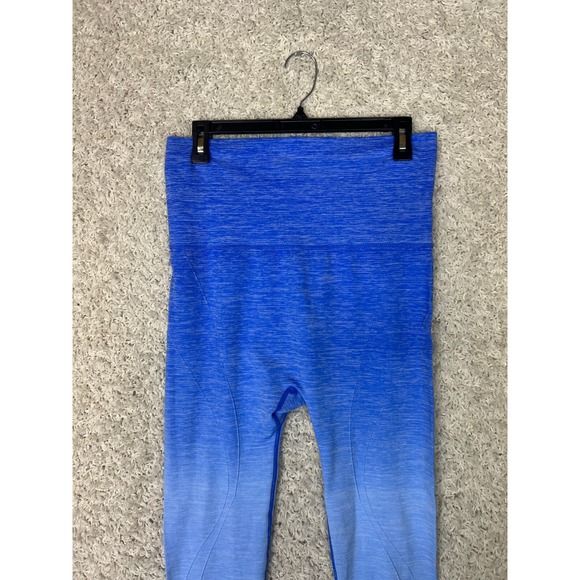 Yelete High Waist Ombre Blue Work Out Leggings Womens Size Large Seamless - Picture 3 of 9